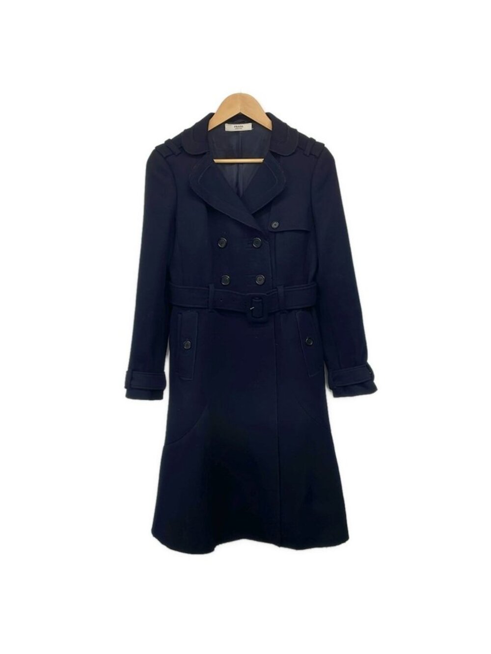 Prada Trench Coat 38 S Dark Navy Long Sleeve Winter